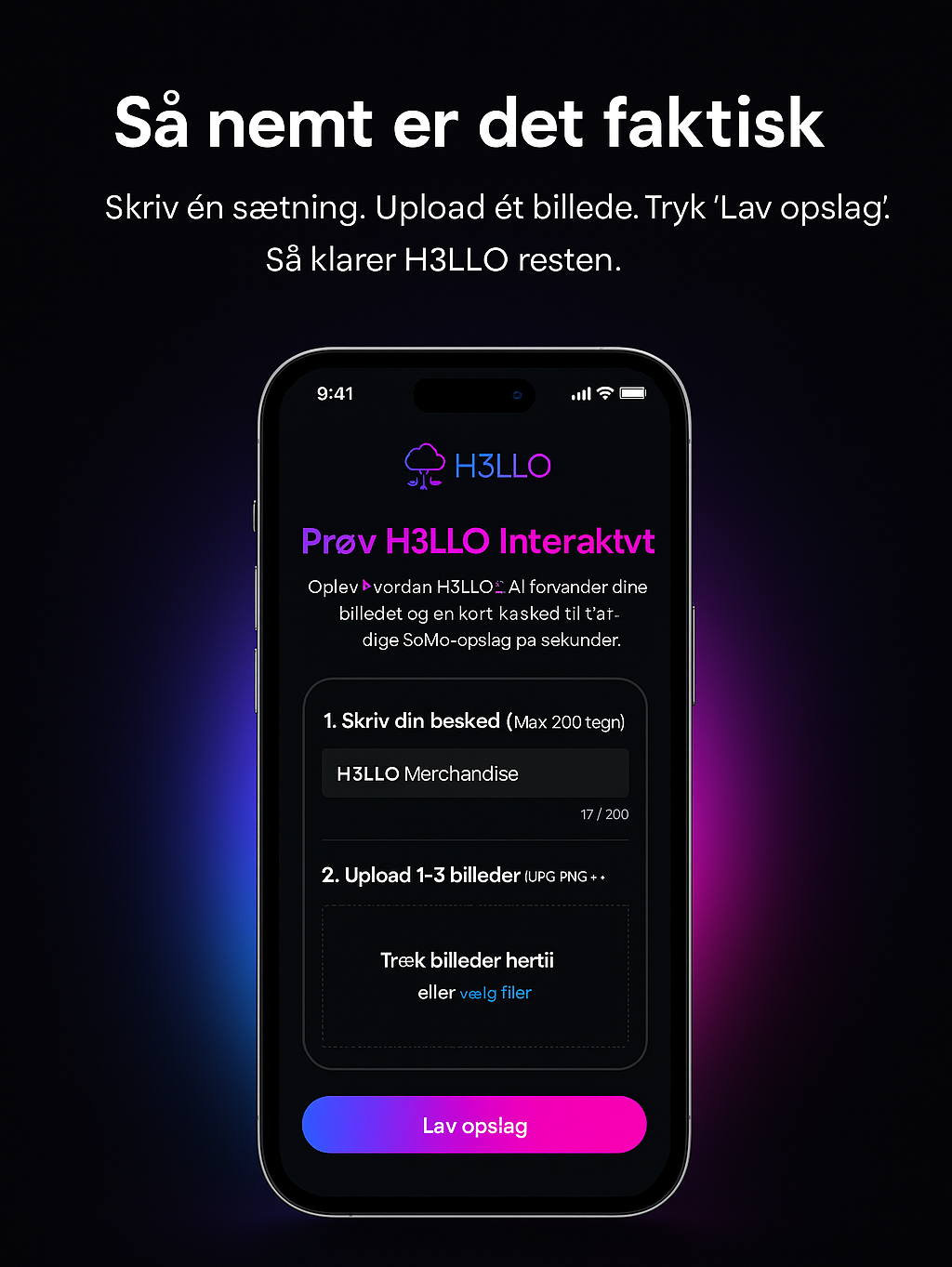 Preview af H3LLO interaktiv demo